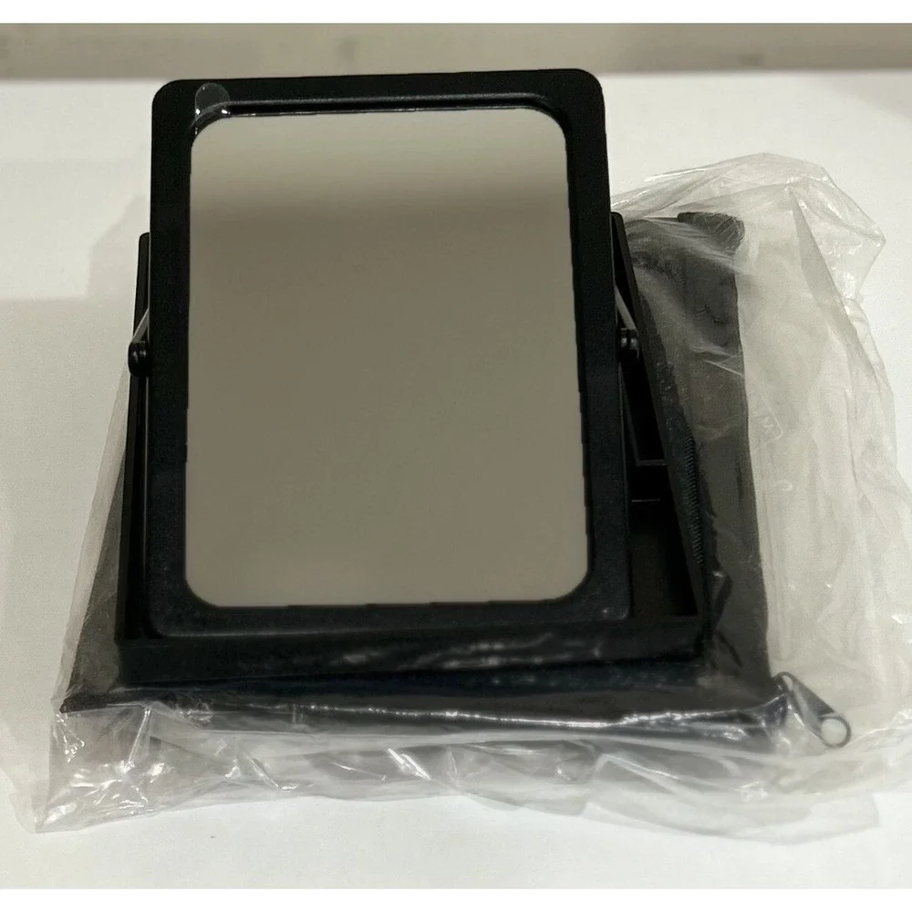 MARY KAY Folding Makeup Mirrors Lot of 3 Tray Stand 2 Mesh Zipper Bags Black